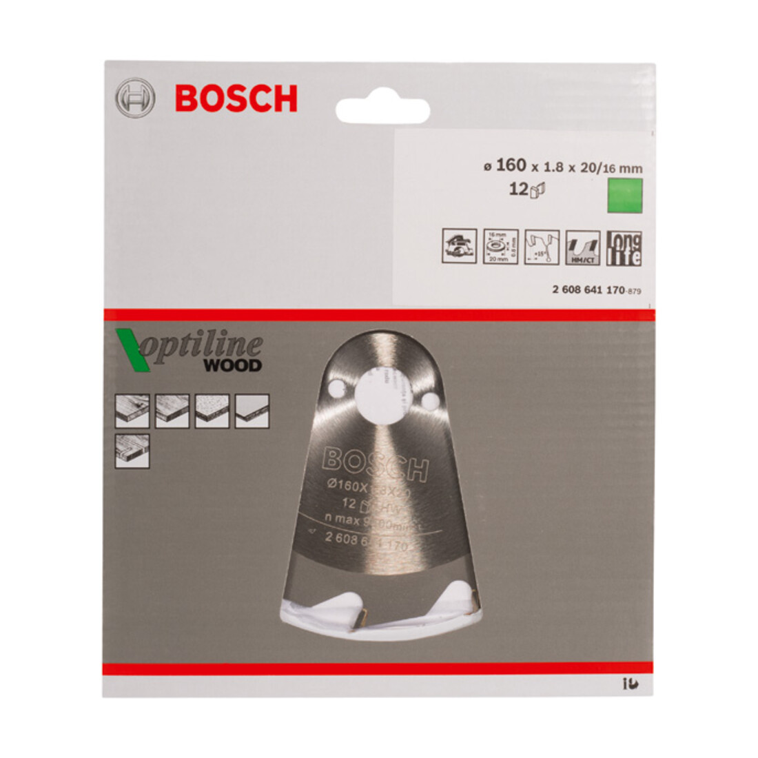 Bosch Kreissägeblatt Optiline Wood für Handkreissägen 160 x 20/16 x 1,8 mm 12