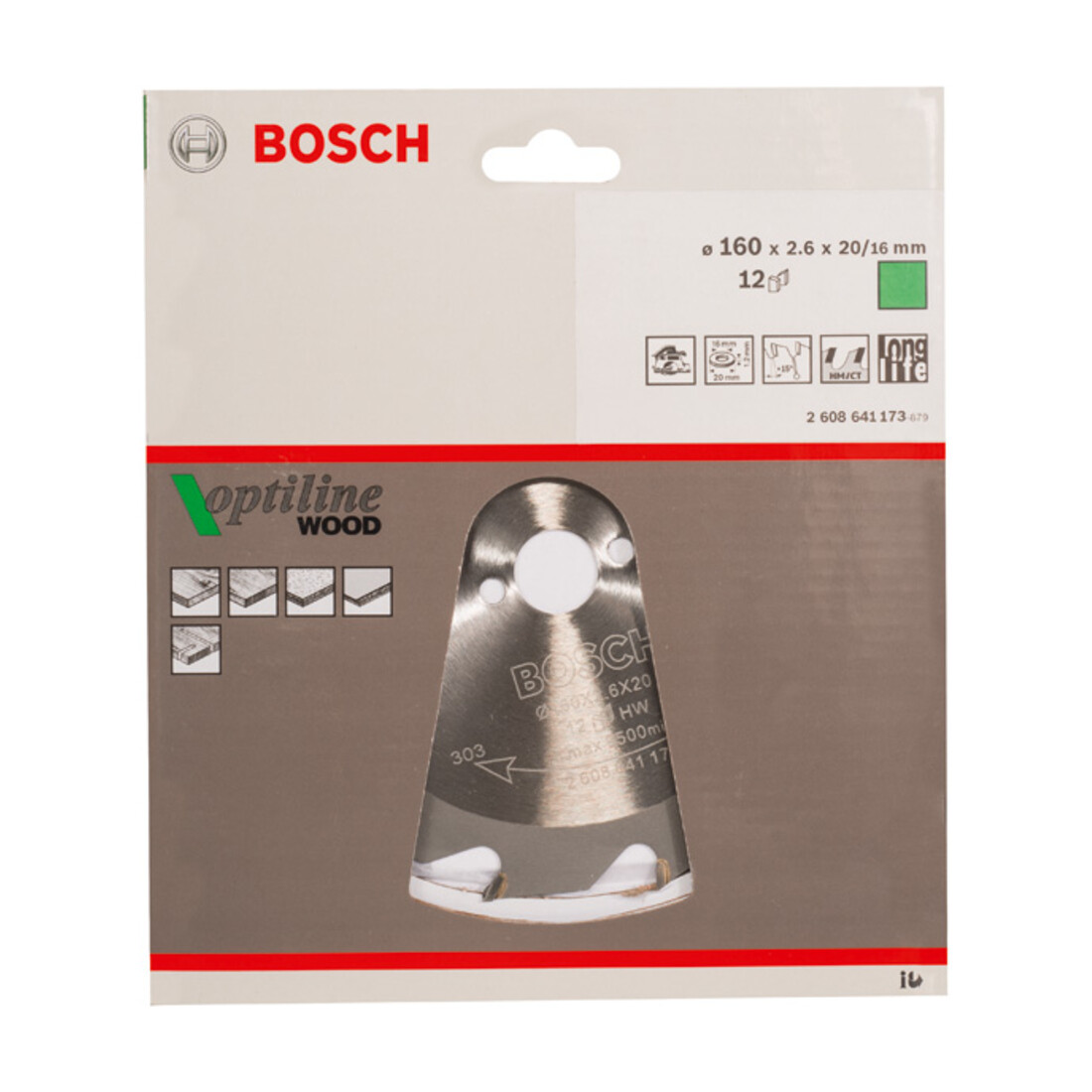 Bosch Kreissägeblatt Optiline Wood für Handkreissägen 160 x 20/16 x 2,6 mm 12