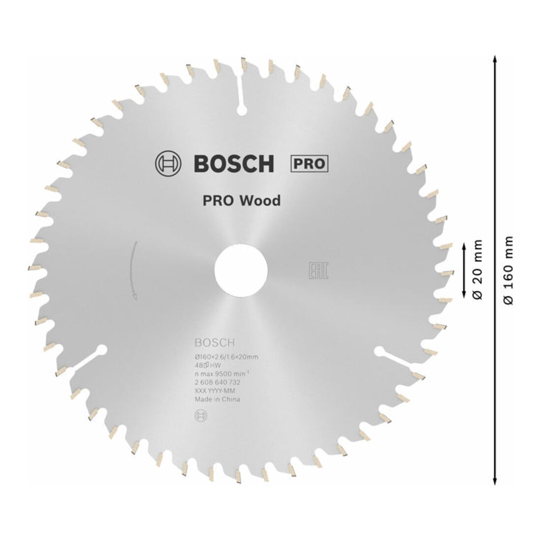 Bosch Kreissägeblatt Optiline Wood für Handkreissägen 160 x 20/16 x 2,6 mm 48