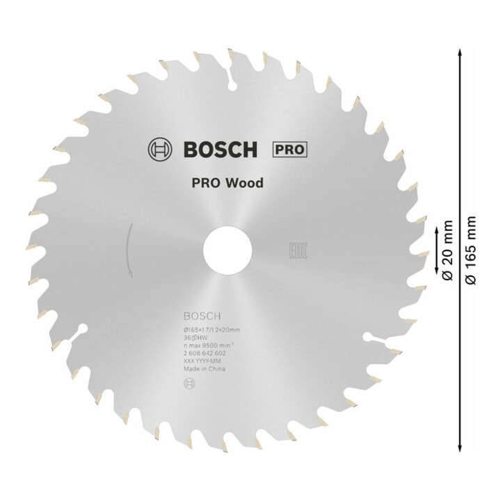 Bosch Kreissägeblatt Optiline Wood für Handkreissägen 165 x 20/16 x 1,7 mm 36