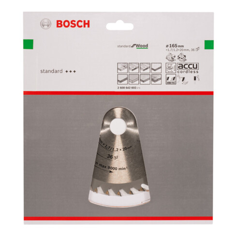 Bosch Kreissägeblatt Optiline Wood für Handkreissägen 165 x 20/16 x 1,7 mm 36