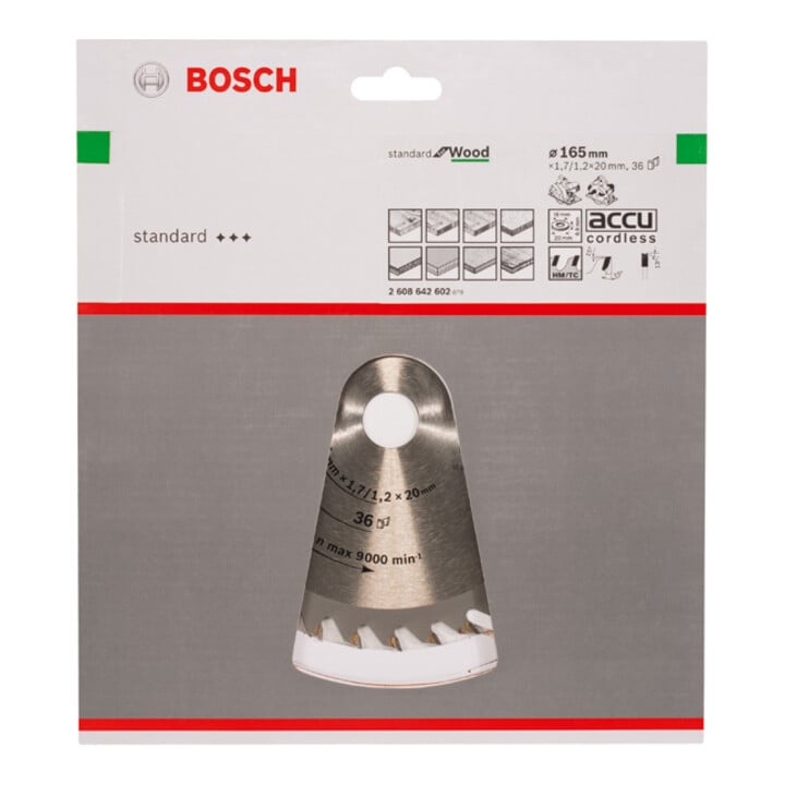 Bosch Kreissägeblatt Optiline Wood für Handkreissägen 165 x 20/16 x 1,7 mm 36