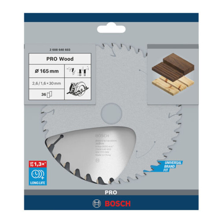 Bosch Kreissägeblatt Optiline Wood für Handkreissägen 165 x 30 x 2,6 mm 36