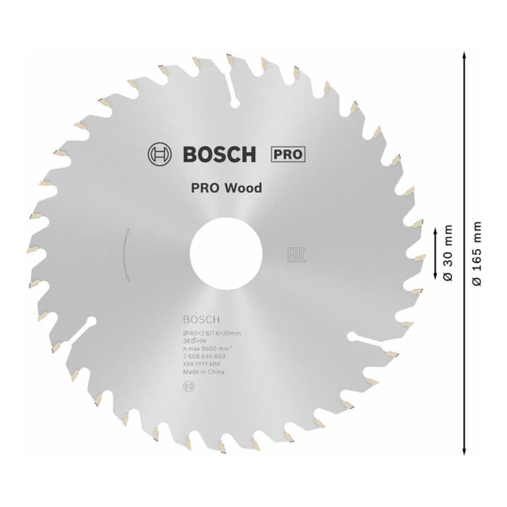 Bosch Kreissägeblatt Optiline Wood für Handkreissägen 165 x 30 x 2,6 mm 36