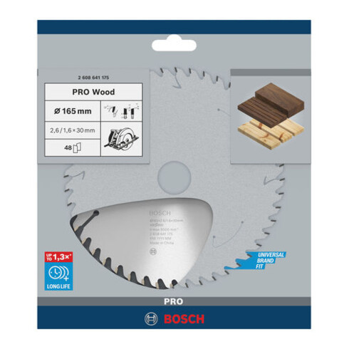 Bosch Kreissägeblatt Optiline Wood für Handkreissägen 165 x 30 x 2,6 mm 48
