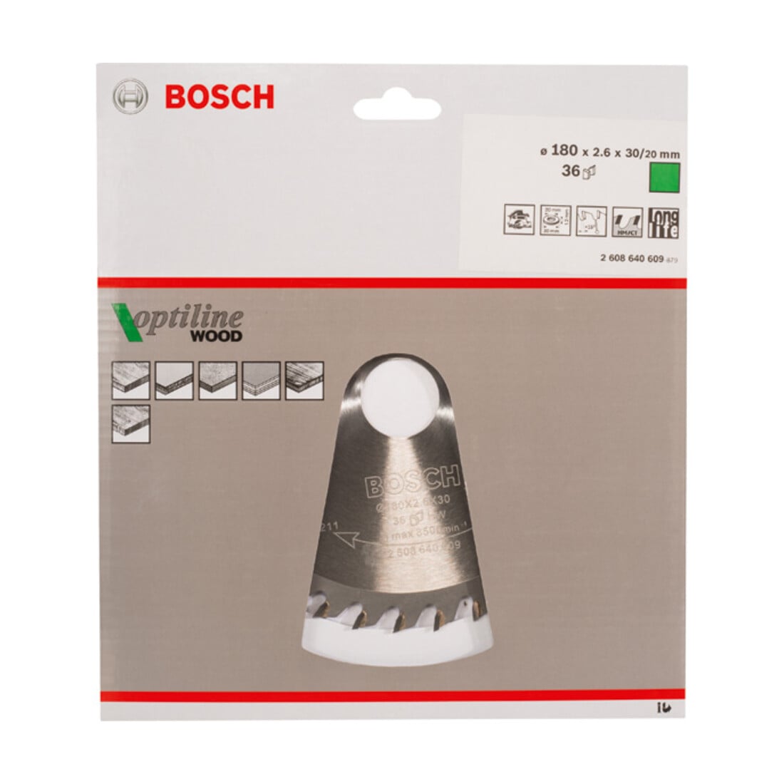 Bosch Kreissägeblatt Optiline Wood für Handkreissägen 180 x 30/20 x 2,6 mm 36