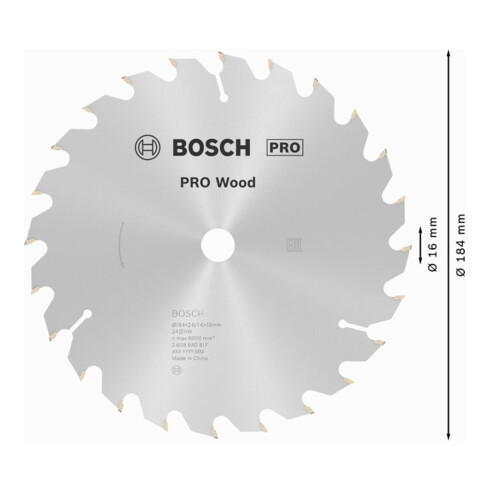 Bosch Kreissägeblatt Optiline Wood für Handkreissägen 184 x 16 x 2,6 mm 24