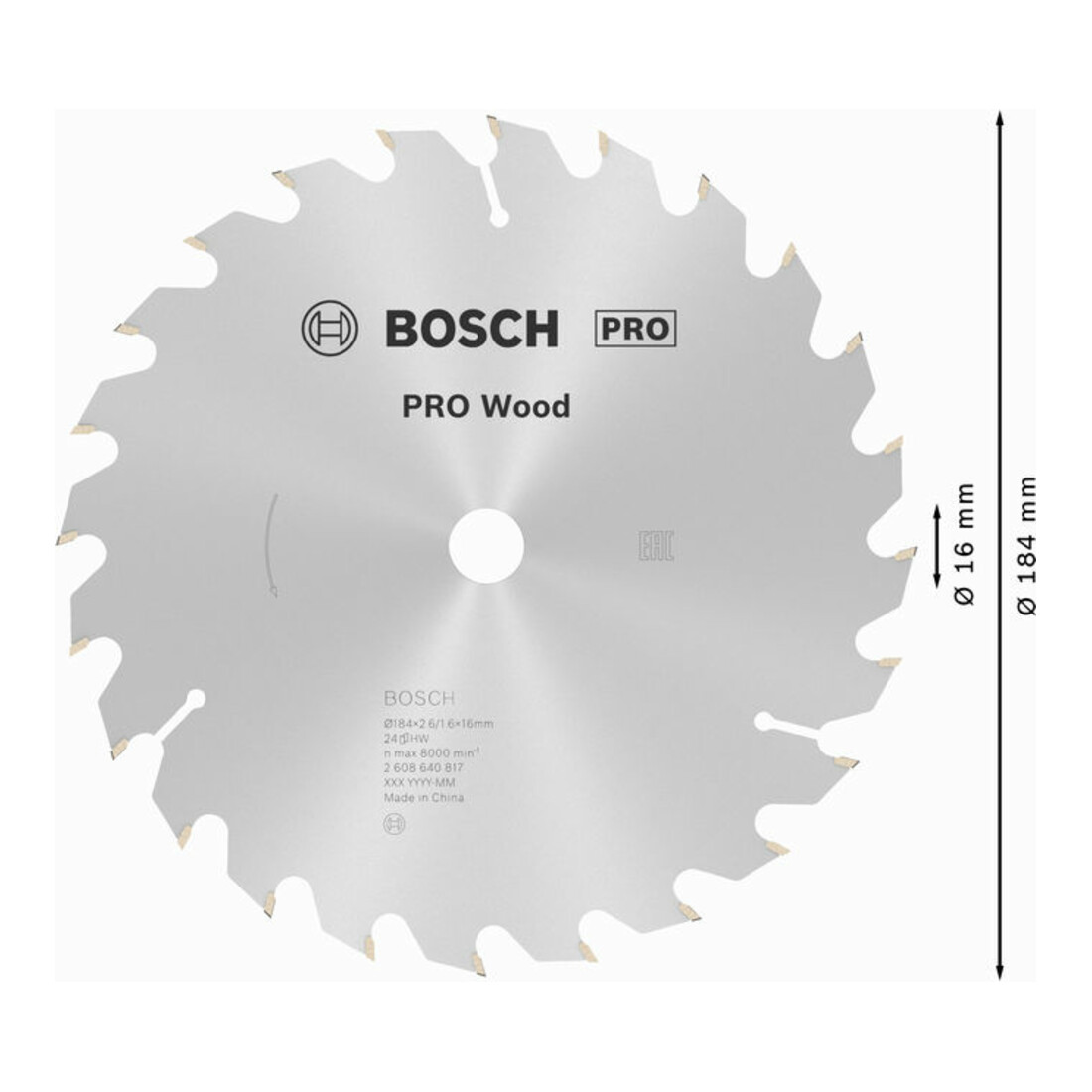 Bosch Kreissägeblatt Optiline Wood für Handkreissägen 184 x 16 x 2,6 mm 24