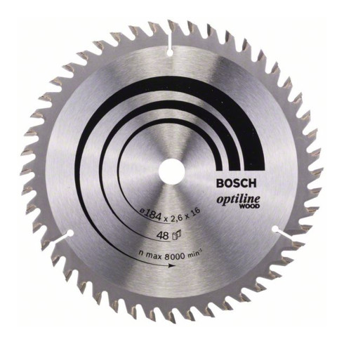 Bosch Kreissägeblatt Optiline Wood für Handkreissägen 184 x 16 x 2,6 mm 48