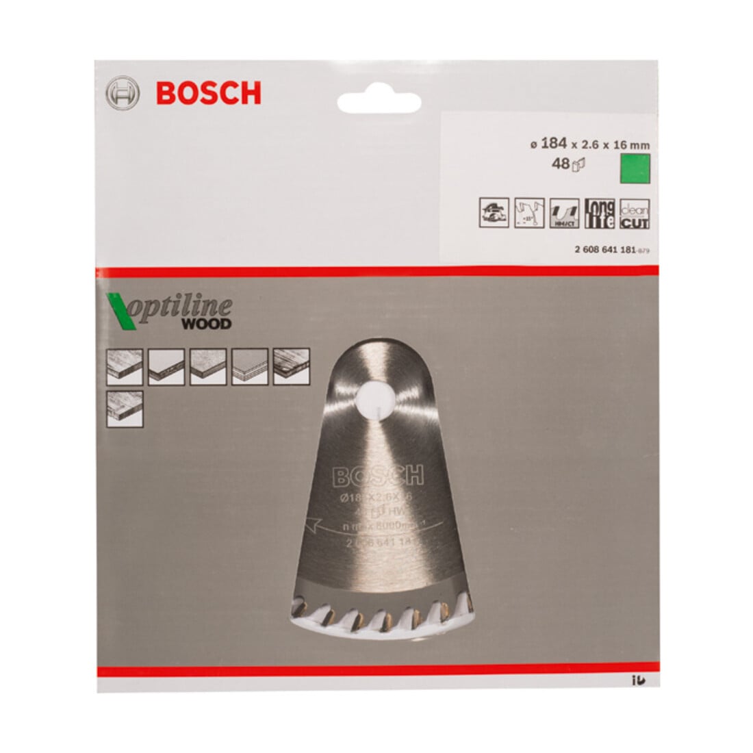 Bosch Kreissägeblatt Optiline Wood für Handkreissägen 184 x 16 x 2,6 mm 48