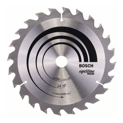 Bosch Kreissägeblatt Optiline Wood für Handkreissägen 190 x 20/16 x 2,6 mm 24