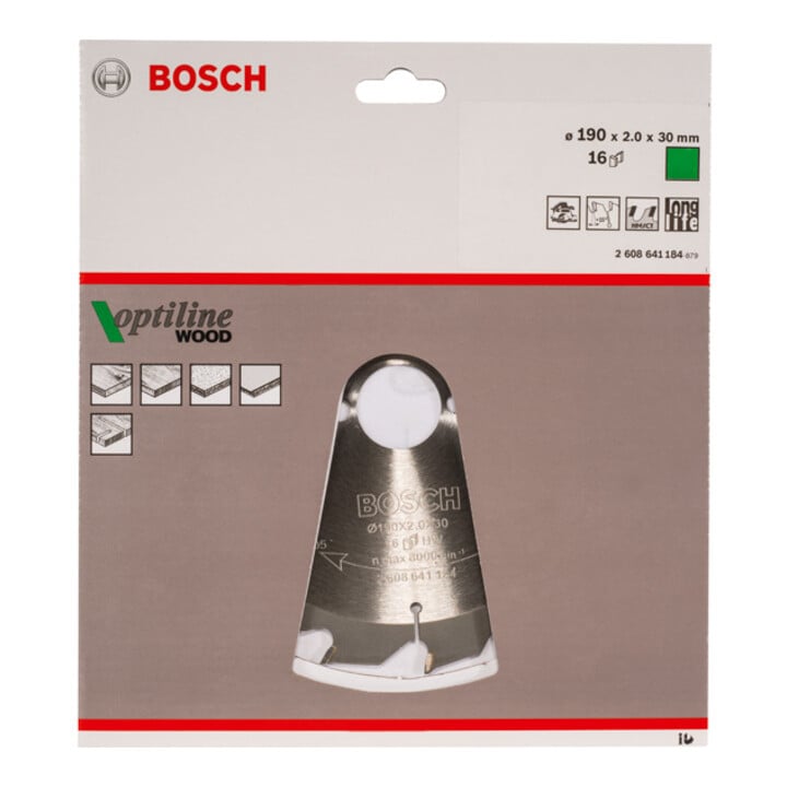 Bosch Kreissägeblatt Optiline Wood für Handkreissägen 190 x 30 x 2,0 mm 16