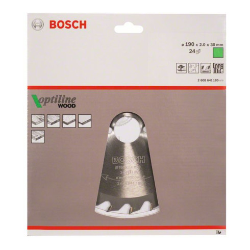 Bosch Kreissägeblatt Optiline Wood für Handkreissägen 190 x 30 x 2,0 mm 24