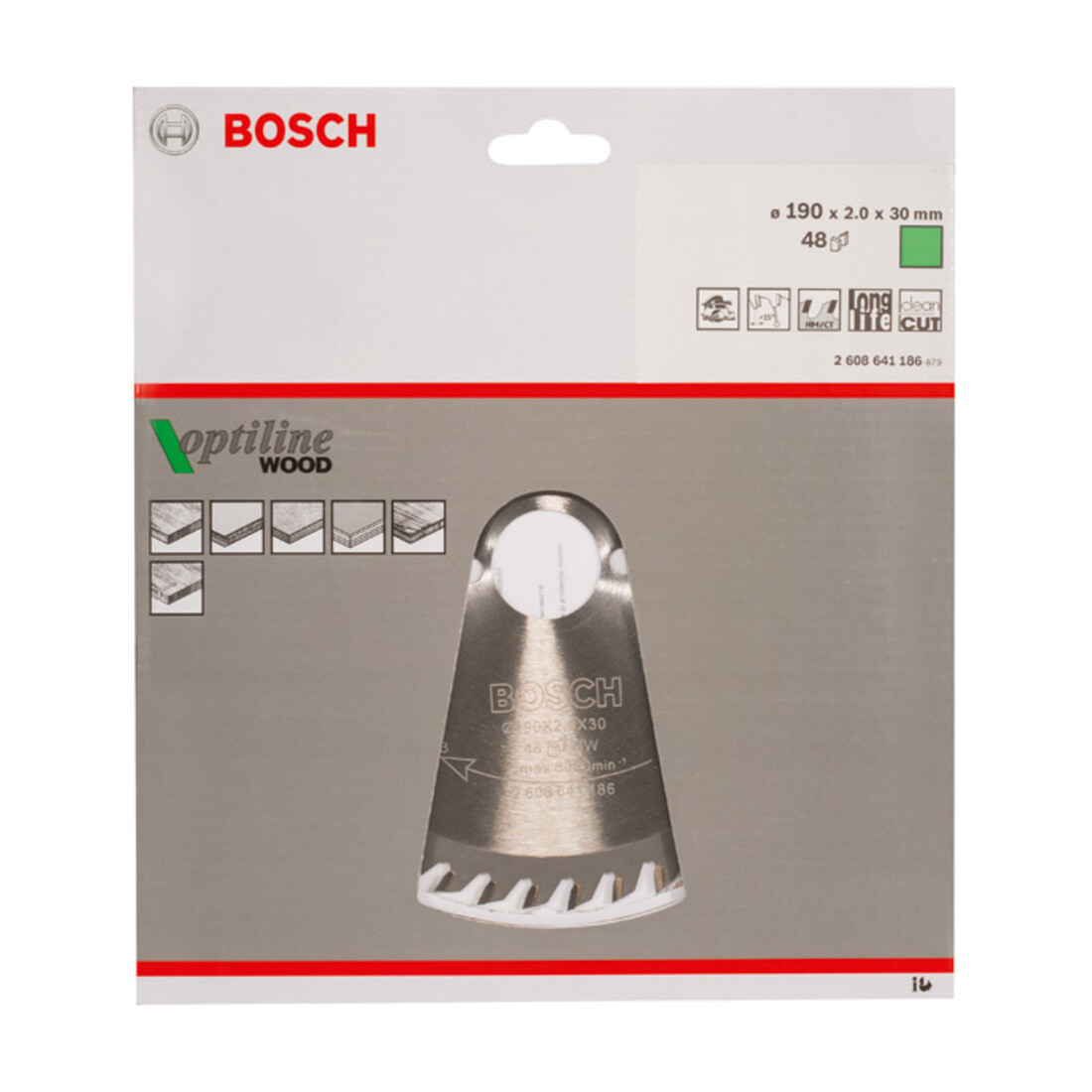 Bosch Kreissägeblatt Optiline Wood für Handkreissägen 190 x 30 x 2,0 mm 48