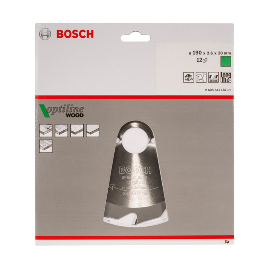 Bosch Kreissägeblatt Optiline Wood für Handkreissägen 190 x 30 x 2,6 mm 12