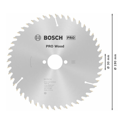 Bosch Kreissägeblatt Optiline Wood für Handkreissägen 190 x 30 x 2,6 mm 48