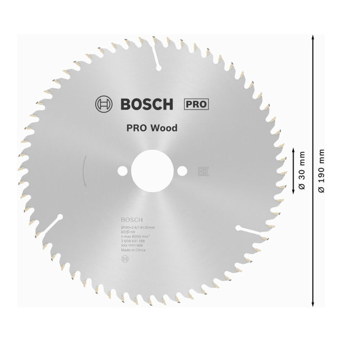 Bosch Kreissägeblatt Optiline Wood für Handkreissägen 190 x 30 x 2,6 mm 60