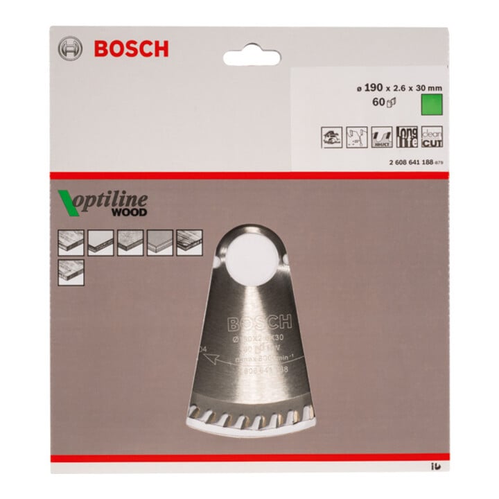 Bosch Kreissägeblatt Optiline Wood für Handkreissägen 190 x 30 x 2,6 mm 60
