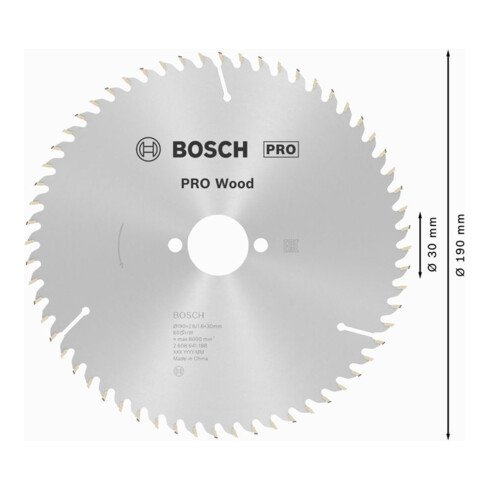 Bosch Kreissägeblatt Optiline Wood für Handkreissägen 190 x 30 x 2,6 mm 60
