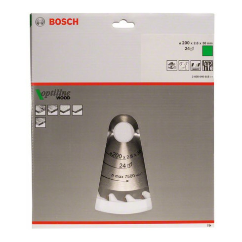 Bosch Kreissägeblatt Optiline Wood für Handkreissägen 200 x 30 x 2,8 mm 24