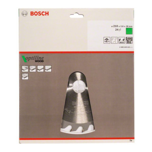 Bosch Kreissägeblatt Optiline Wood für Handkreissägen 210 x 30 x 2,8 mm 24