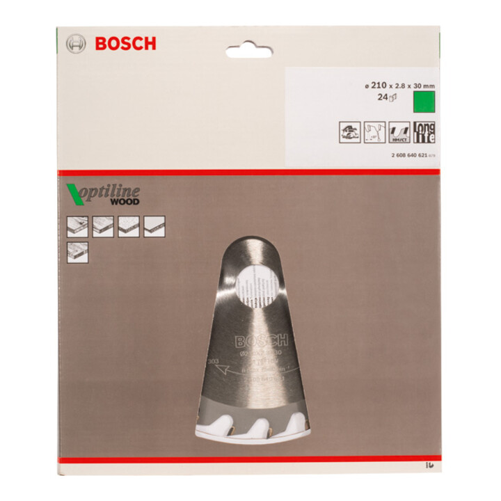 Bosch Kreissägeblatt Optiline Wood für Handkreissägen 210 x 30 x 2,8 mm 24