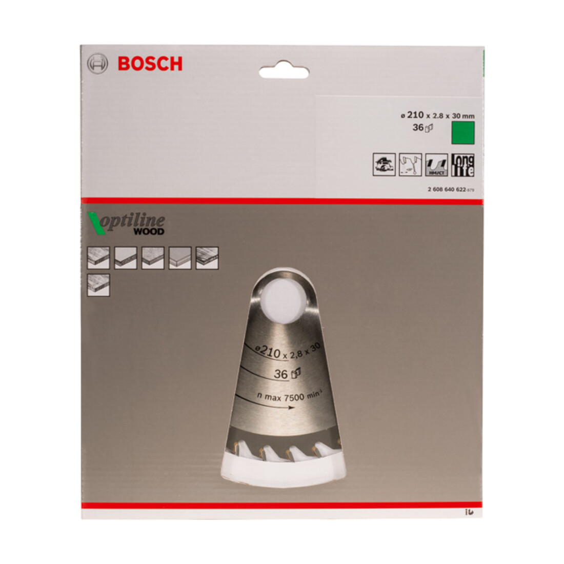 Bosch Kreissägeblatt Optiline Wood für Handkreissägen 210 x 30 x 2,8 mm 36