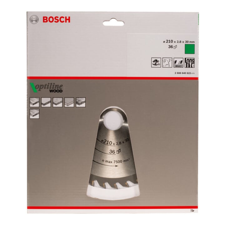 Bosch Kreissägeblatt Optiline Wood für Handkreissägen 210 x 30 x 2,8 mm 36