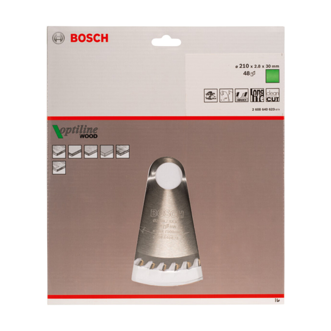 Bosch Kreissägeblatt Optiline Wood für Handkreissägen 210 x 30 x 2,8 mm 48