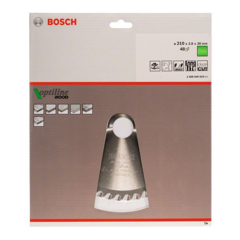 Bosch Kreissägeblatt Optiline Wood für Handkreissägen 210 x 30 x 2,8 mm 48