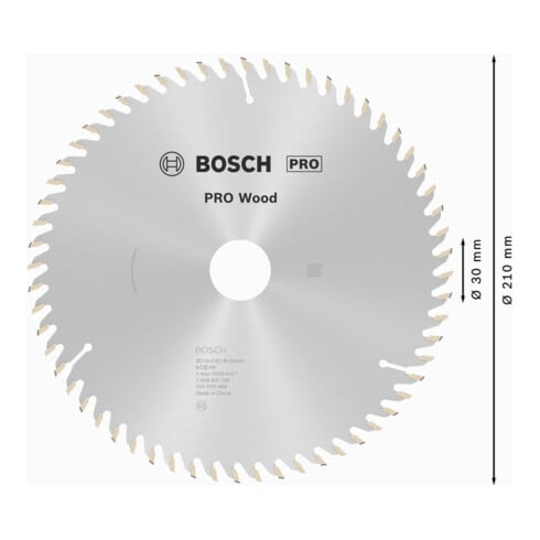 Bosch Kreissägeblatt Optiline Wood für Handkreissägen 210 x 30 x 2,8 mm 60