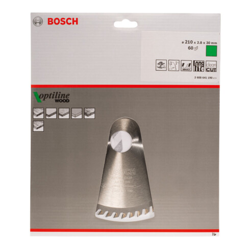 Bosch Kreissägeblatt Optiline Wood für Handkreissägen 210 x 30 x 2,8 mm 60
