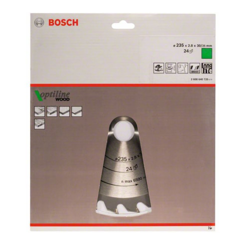 Bosch Kreissägeblatt Optiline Wood für Handkreissägen 235 x 30/25 x 2,8 mm 24