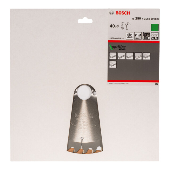Bosch Kreissägeblatt Optiline Wood für Handkreissägen 250 x 30 x 3,2 mm 40