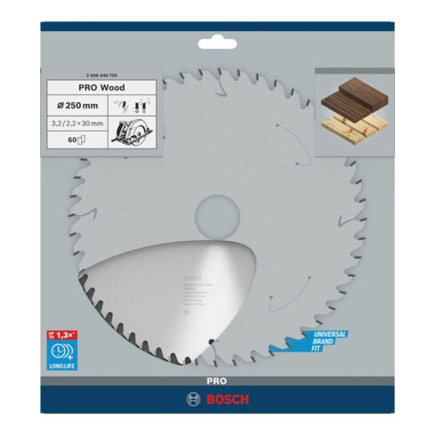 Bosch Kreissägeblatt Optiline Wood für Handkreissägen 250 x 30 x 3,2 mm 60