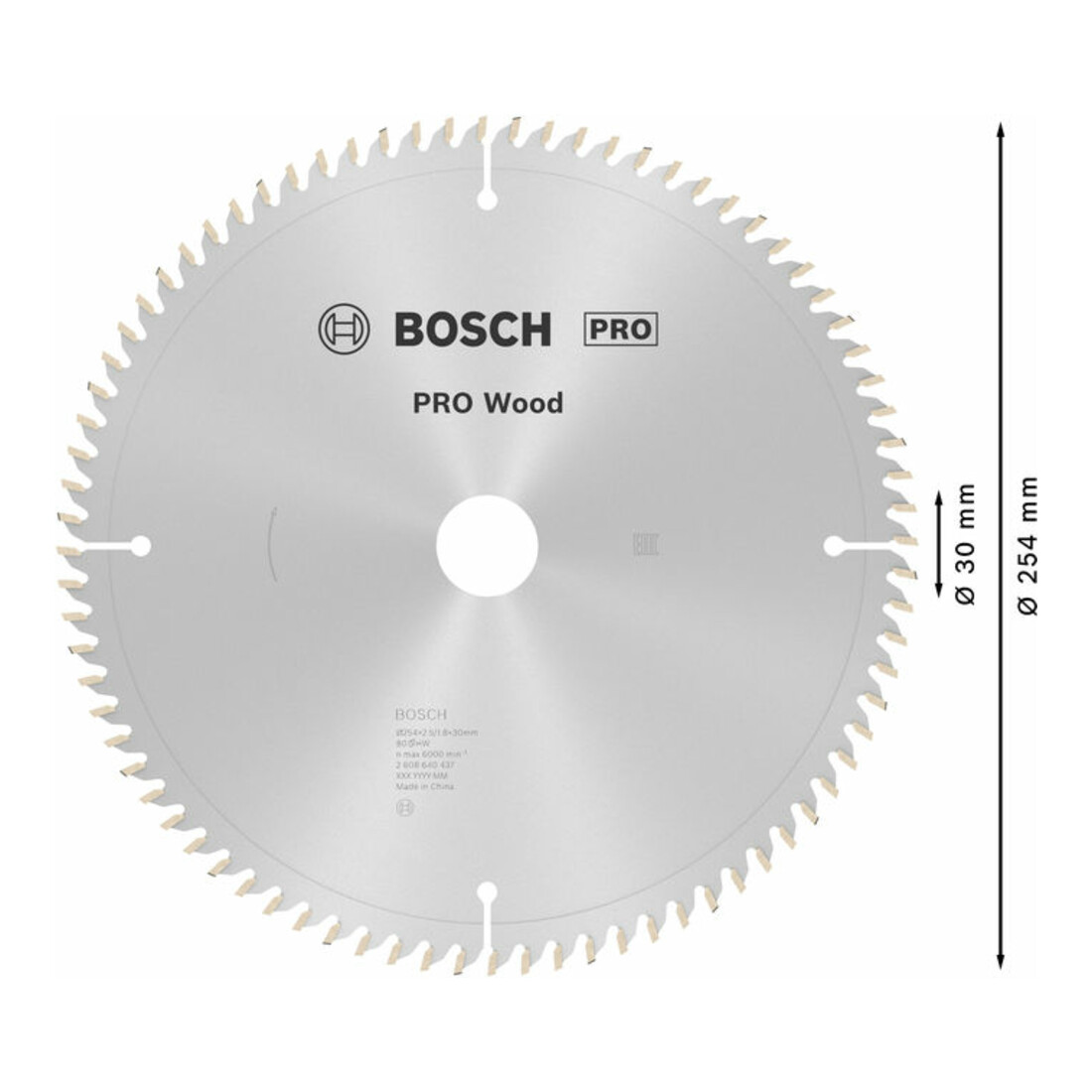 Bosch Kreissägeblatt Optiline Wood für Kapp- und Gehrungss., 254 x 30 x 2,5 80 WZ/N