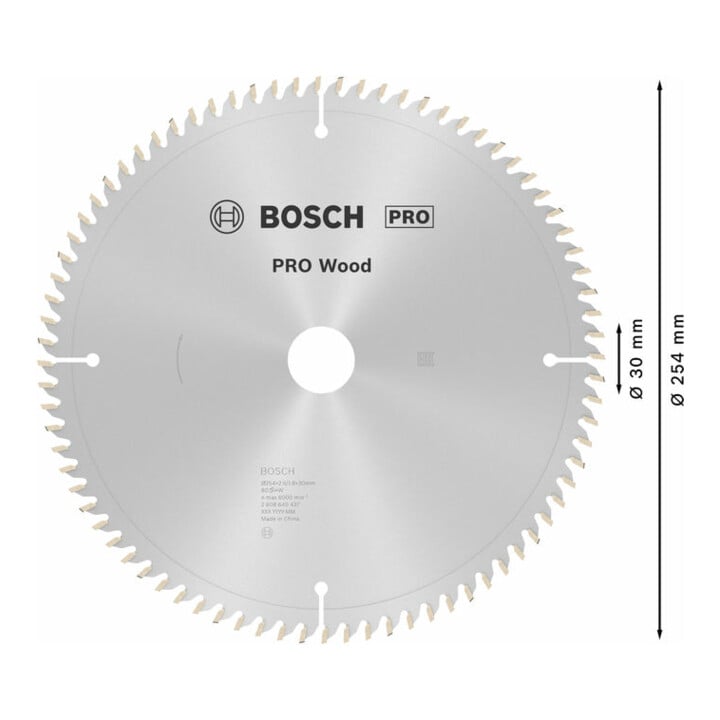 Bosch Kreissägeblatt Optiline Wood für Kapp- und Gehrungss., 254 x 30 x 2,5 80 WZ/N