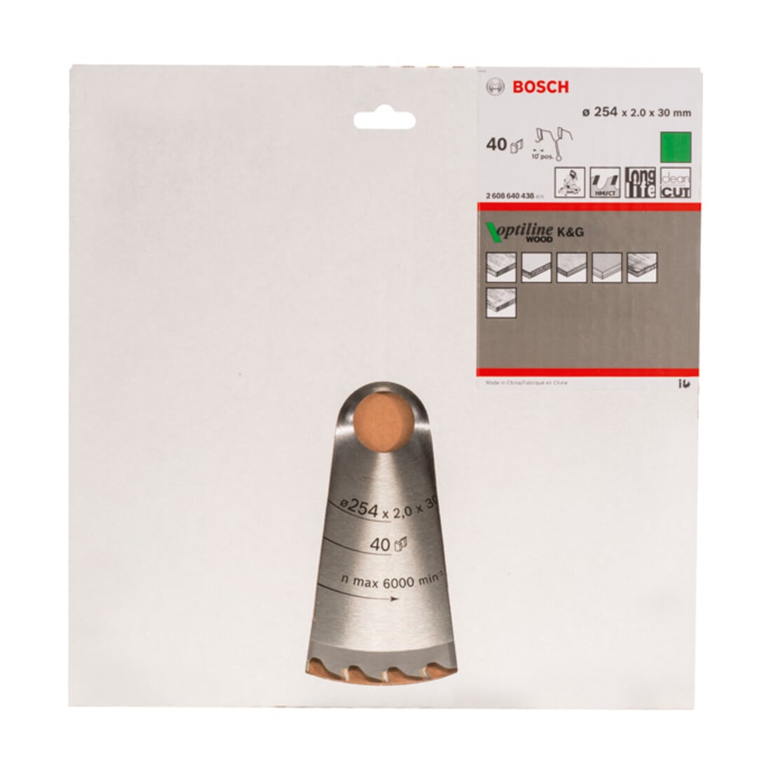 Bosch Kreissägeblatt Optiline Wood für Kapp- und Gehrungss., 254 x 30 x 2 mm 40 WZ/P