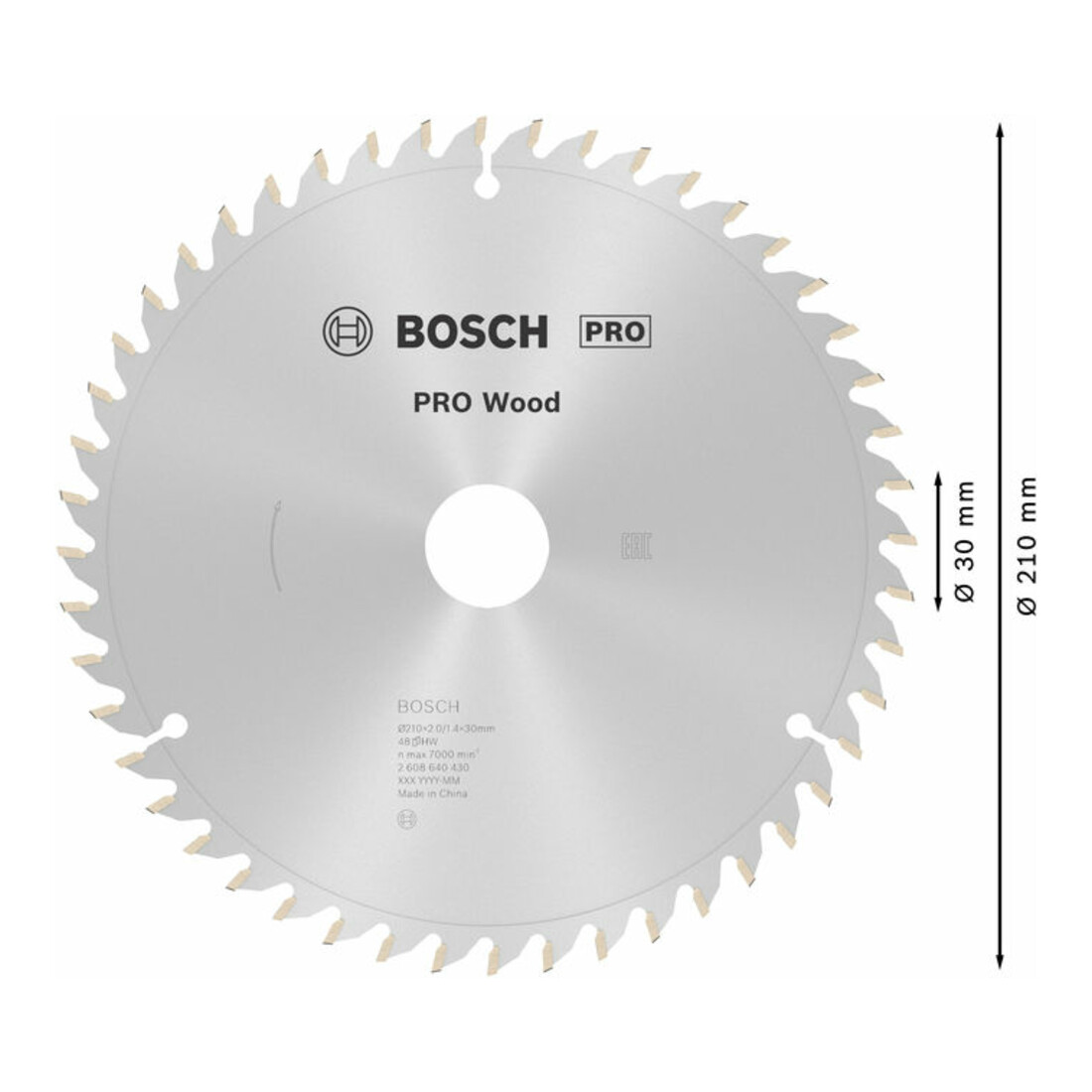Bosch Kreissägeblatt Optiline Wood für Kapp- und Gehrungssägen 210 x 30 x 2,0 mm 48