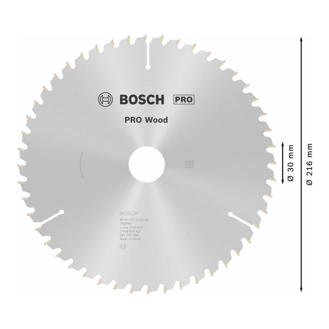Bosch Kreissägeblatt Optiline Wood für Kapp- und Gehrungssägen 216 x 30 x 2,0 mm 48