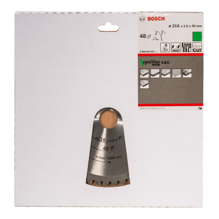 Bosch Kreissägeblatt Optiline Wood für Kapp- und Gehrungssägen 216 x 30 x 2,0 mm 48