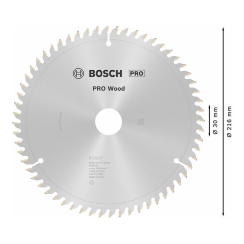 Bosch Kreissägeblatt Optiline Wood für Kapp- und Gehrungssägen 216 x 30 x 2,0 mm 60