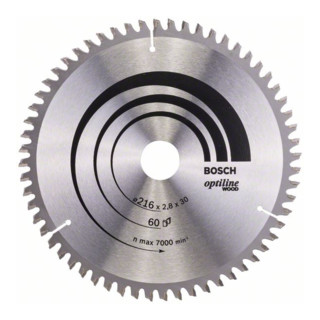 Bosch Kreissägeblatt Optiline Wood für Kapp- und Gehrungssägen 216 x 30 x 2,8 mm 60