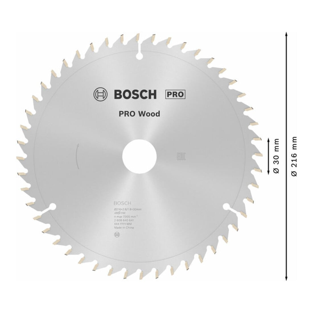 Bosch Kreissägeblatt Optiline Wood für Kapp- und Gehrungssägen, 216 x 30 x 2,8 mm, Körnung: 48