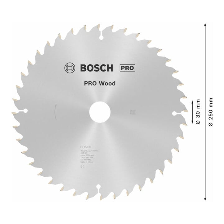 Bosch Kreissägeblatt Optiline Wood für Kapp- und Gehrungssägen 250 x 30 x 3,2 mm 40