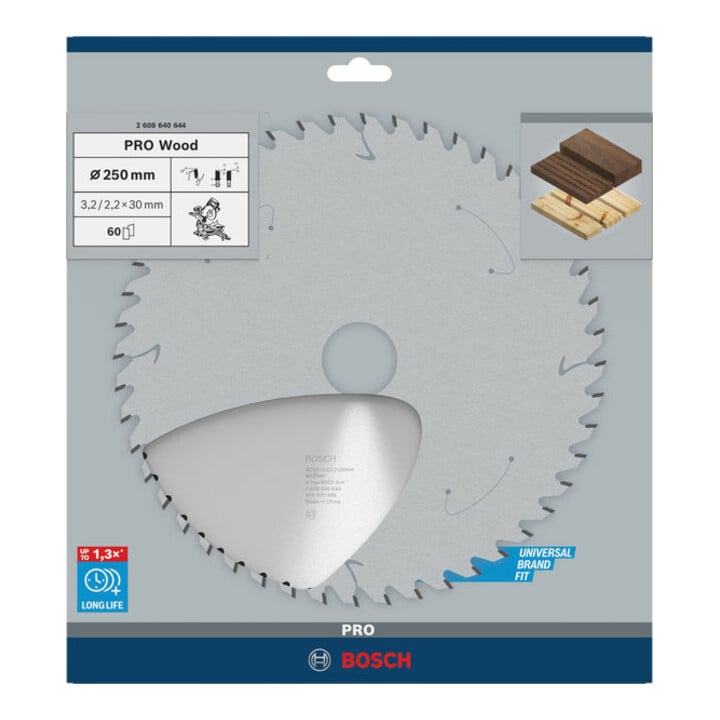 Bosch Kreissägeblatt Optiline Wood für Kapp- und Gehrungssägen 250 x 30 x 3,2 mm 60