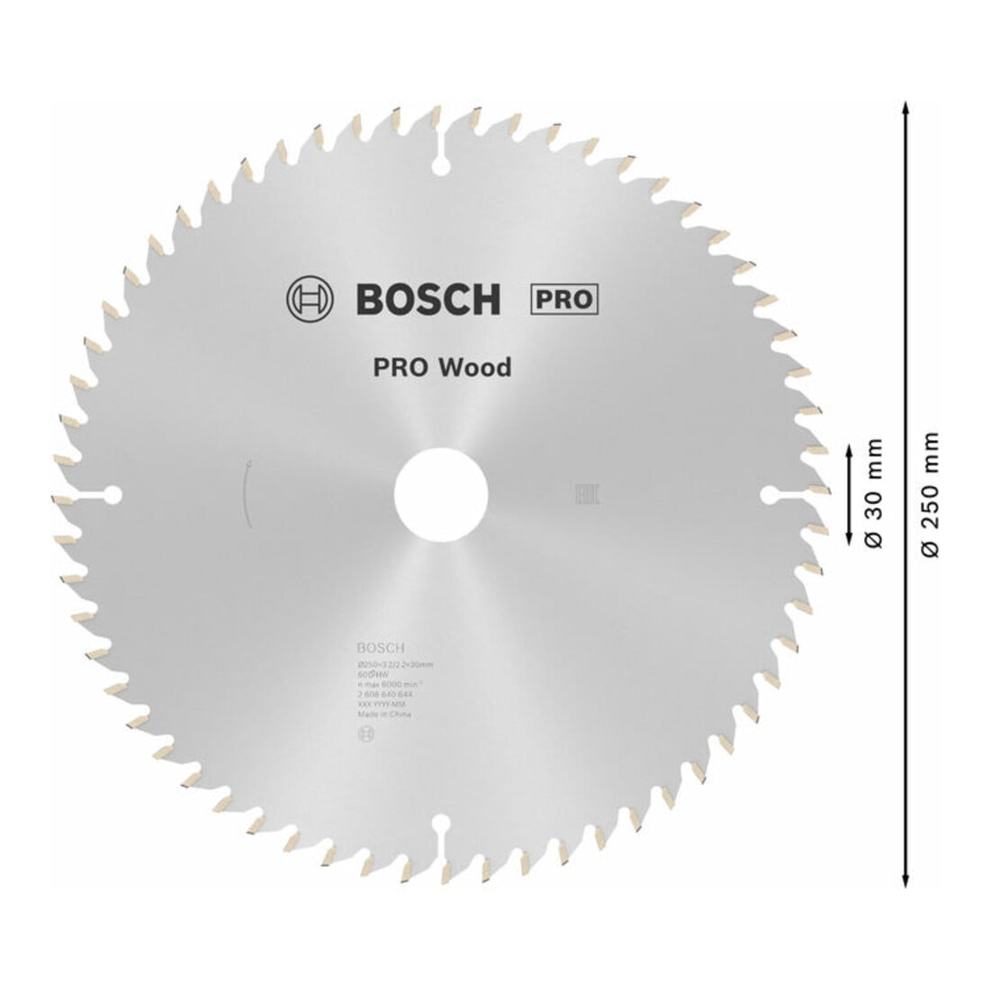 Bosch Kreissägeblatt Optiline Wood für Kapp- und Gehrungssägen 250 x 30 x 3,2 mm 60