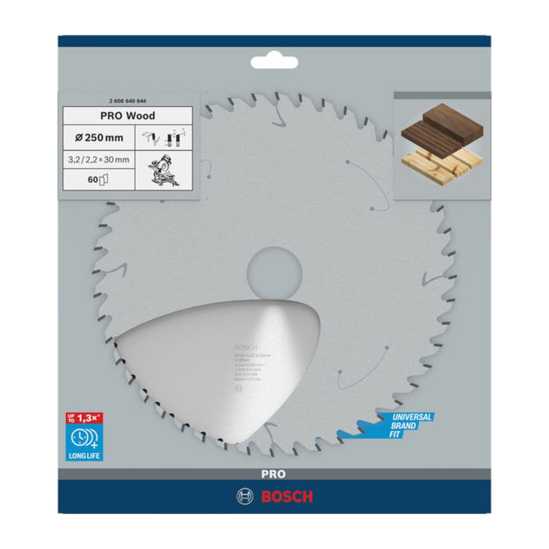 Bosch Kreissägeblatt Optiline Wood für Kapp- und Gehrungssägen 250 x 30 x 3,2 mm 60