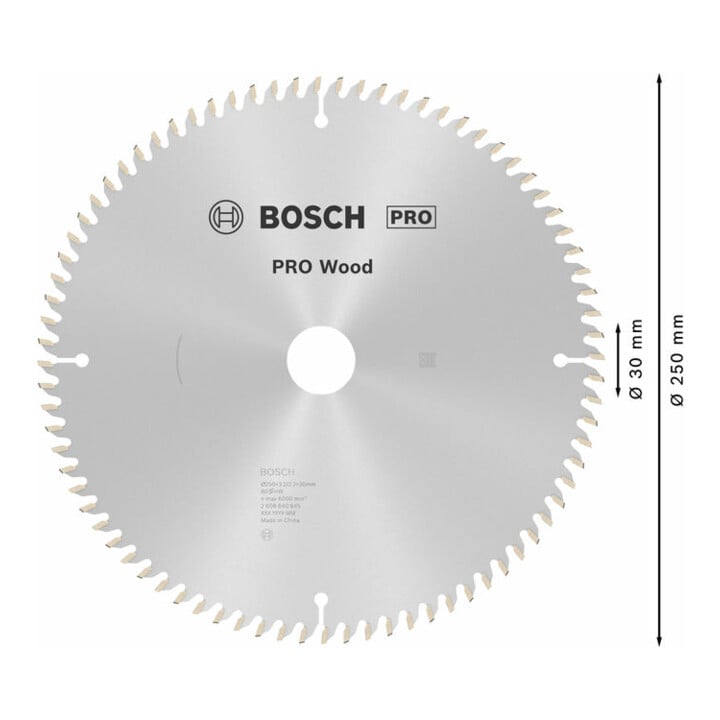 Bosch Kreissägeblatt Optiline Wood für Kapp- und Gehrungssägen 250 x 30 x 3,2 mm 80