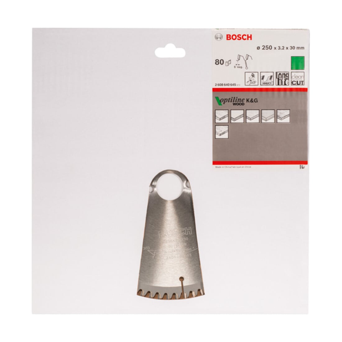 Bosch Kreissägeblatt Optiline Wood für Kapp- und Gehrungssägen 250 x 30 x 3,2 mm 80
